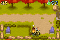 Avatar: The Last Airbender - The Burning Earth (Game Boy Advance) screenshot: Timing attacks to activate two crystals within a limited amount of time