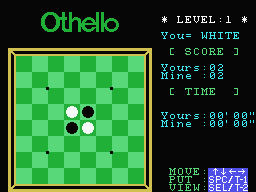 Computer Othello (MSX) screenshot: The starting position.