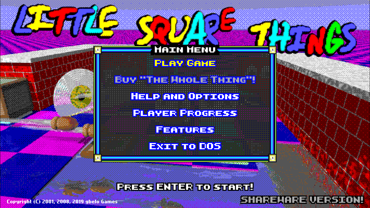 Little Square Things (Windows) screenshot: Main menu