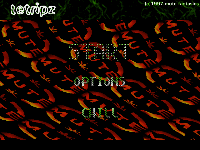 Tetripz (DOS) screenshot: The title screen / main menu.