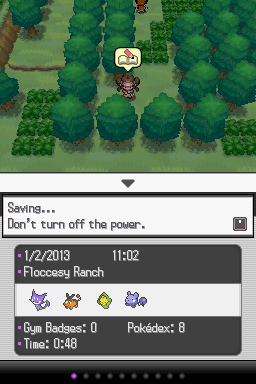 Pokémon White Version 2 (Nintendo DS) screenshot: Save screen