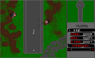 Mini Golf Plus (Amiga) screenshot: Hole number two has a mole problem.