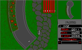 Mini Golf Plus (Amiga) screenshot: Hole number eleven has a smooth curve.