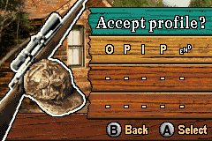 Cabela's Big Game Hunter: 2005 Adventures (Game Boy Advance) screenshot: Create profile