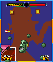 Sexy Puzzmaniac (J2ME) screenshot: When the moai enemy grins like this you'd better stay away