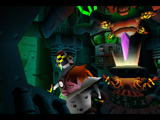 Crash Bandicoot 2: Cortex Strikes Back (PlayStation) screenshot: Intro scene: N. Gin is experimenting with the master crystal but they need 25 slave crystals
