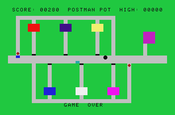Postman Pot (Mattel Aquarius) screenshot: Game over
