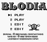 Blodia (Game Boy) screenshot: Main menu