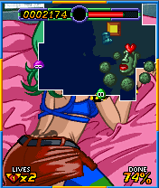 Sexy Puzzmaniac (J2ME) screenshot: Level 1-2. This expression on moai enemy means it's actively following you