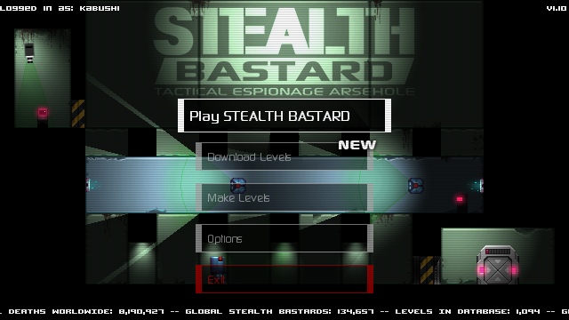 Stealth Bastard: Tactical Espionage Arsehole (Windows) screenshot: Main menu