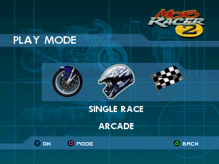 Moto Racer 2 (PlayStation) screenshot: Select your play mode