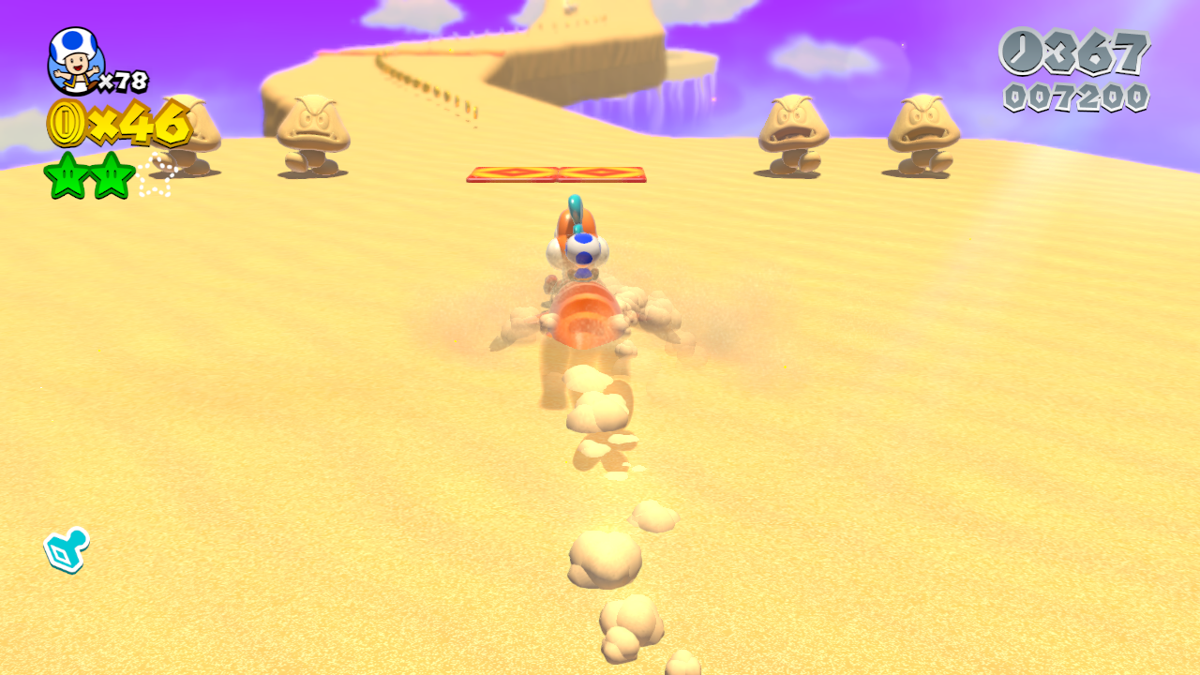 Super Mario 3D World (Wii U) screenshot: Auto-scrolling section with Plessy