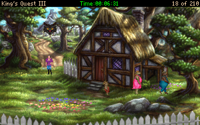 King's Quest III Redux: To Heir is Human (Windows) screenshot: The Three Bears are just leaving...