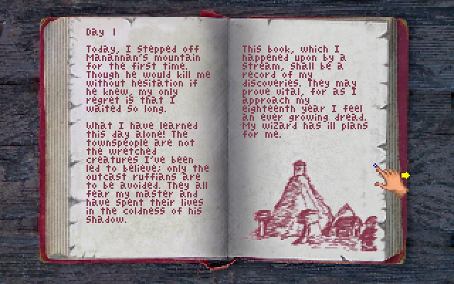 King's Quest III Redux: To Heir is Human (Windows) screenshot: The previous slave's diary