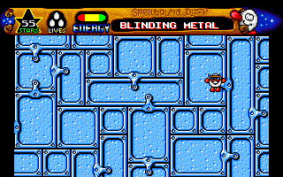 Spellbound Dizzy (Amiga) screenshot: A maze with invisible platforms - much more difficult than the one in "Fantasy World Dizzy" (where the platforms to stand on were actually marked with golden spots)