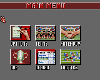 European Champions (Amiga) screenshot: Main menu