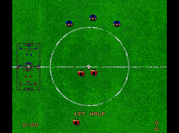 European Champions (Amiga) screenshot: Top down view of the pitch.
