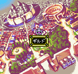 Kikou Seiki Unitron (Neo Geo Pocket Color) screenshot: Travelling through the city.