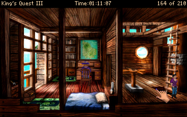 King's Quest III Redux: To Heir is Human (Windows) screenshot: Aboard the ship - the captain's cabin is on the left