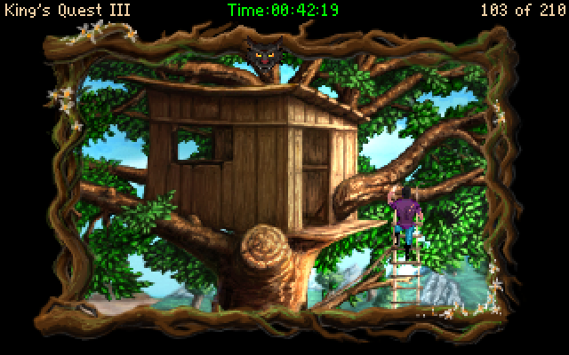 King's Quest III Redux: To Heir is Human (Windows) screenshot: The bandits' secret treehouse - it was already fairly nice in the original version, now it's just WOW!