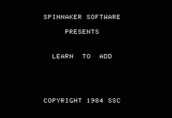 Learn to Add (Apple II) screenshot: Title screen