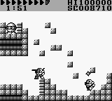 After Burst (Game Boy) screenshot: This is level two. The player character stands on destroyable blocks.