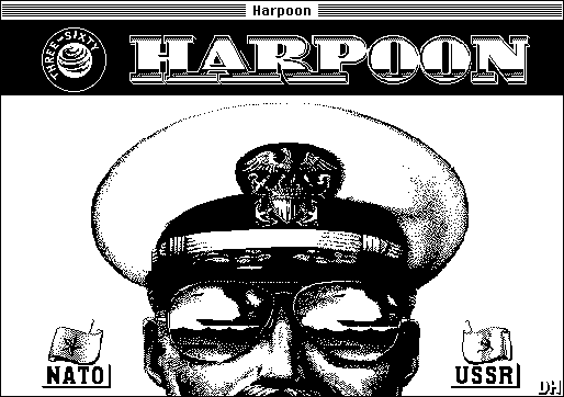 Harpoon (Macintosh) screenshot: Title screen (B&W)