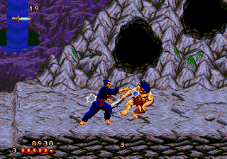 Second Samurai (Genesis) screenshot: Fighting a primitive with bear hands