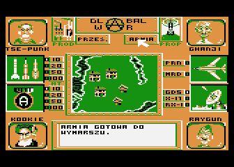 Global War (Atari 8-bit) screenshot: Army ready to march