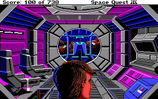 Space Quest III: The Pirates of Pestulon (Amiga) screenshot: Inside the Aluminum Mallard.