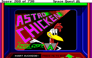 Space Quest III: The Pirates of Pestulon (Amiga) screenshot: Astro Chicken arcade game.