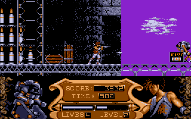 Strider 2 (Amiga) screenshot: Killing enemy robot