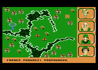 Global War (Atari 8-bit) screenshot: Leader conducts propaganda