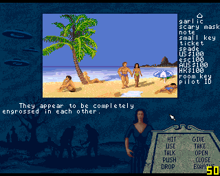 Plan 9 From Outer Space (Amiga) screenshot: A topless beach in Rio.