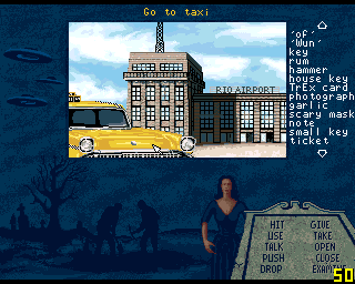 Plan 9 From Outer Space (Amiga) screenshot: At the airport,