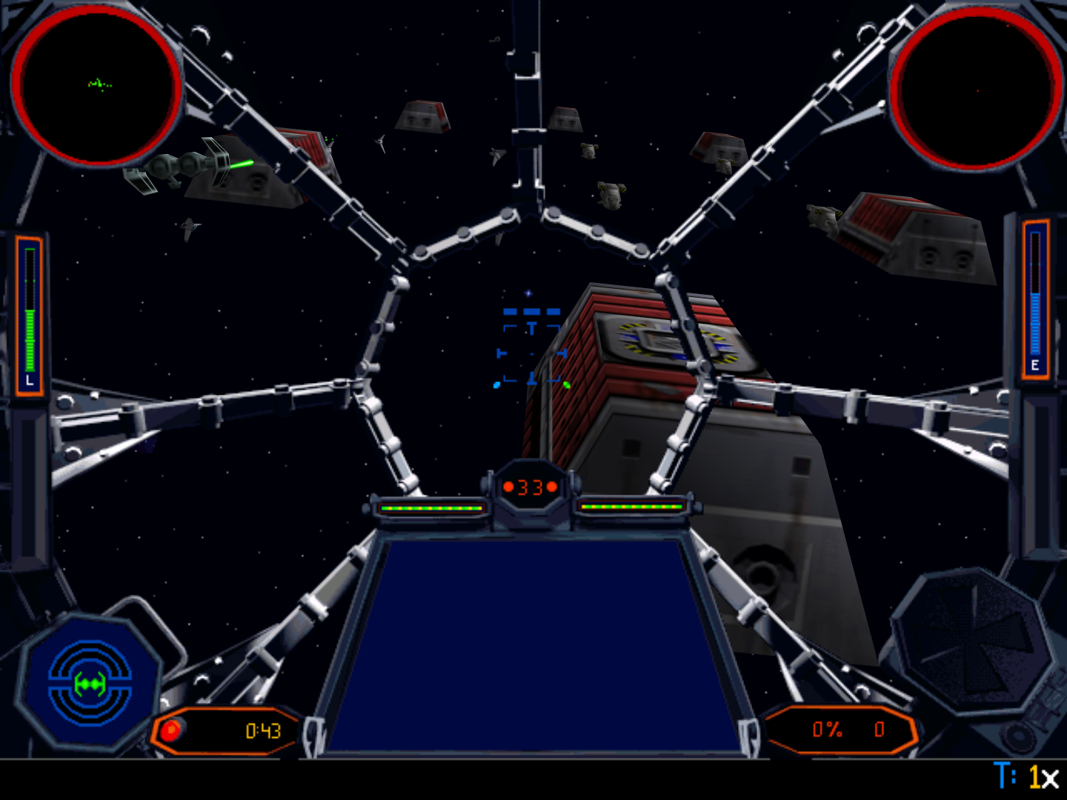 Star Wars: X-Wing - Collector Series (Windows) screenshot: TIE Fighter for Windows 95 – Third Combat Chamber mission for the TIE Bomber craft (with 3D acceleration)