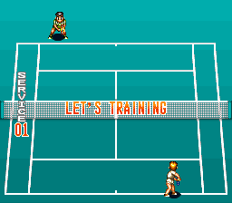 Super Final Match Tennis (SNES) screenshot: Training let's the player practice various skills