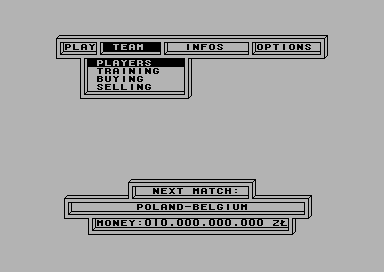 Trener (Commodore 64) screenshot: Main menu