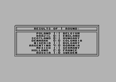 Trener (Commodore 64) screenshot: Results of round