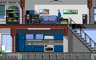 Backstage (Amiga) screenshot: The game starts in this house.