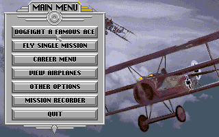 Red Baron (Amiga) screenshot: Main Menu