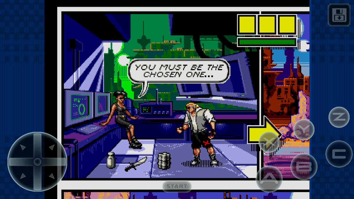Comix Zone (Android) screenshot: I'm now in the comic zone.