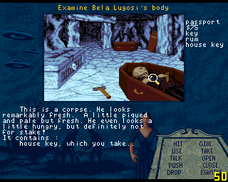 Plan 9 From Outer Space (Amiga) screenshot: Bela Lugosi's dead!