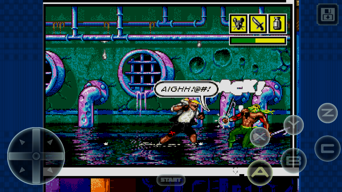 Comix Zone (Android) screenshot: The TMNTs aren't the only heroes that fight in the sewers...