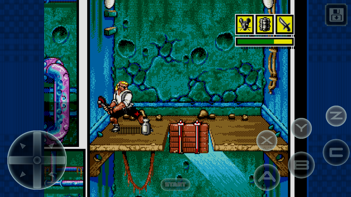 Comix Zone (Android) screenshot: I've used a switch to open up that door.