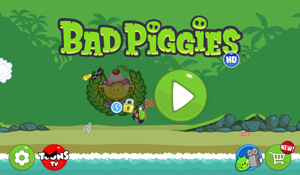 Bad Piggies (Fire OS) screenshot: The interactive main menu.