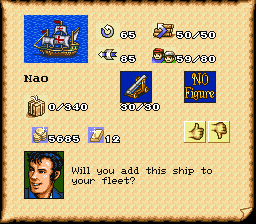 New Horizons (SNES) screenshot: After a successful battle, I can choose if I want to add captured ships to my fleet.