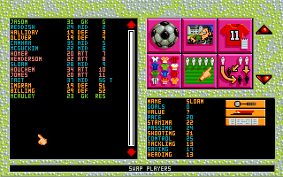 Club & Country (Amiga) screenshot: Selecting a squad