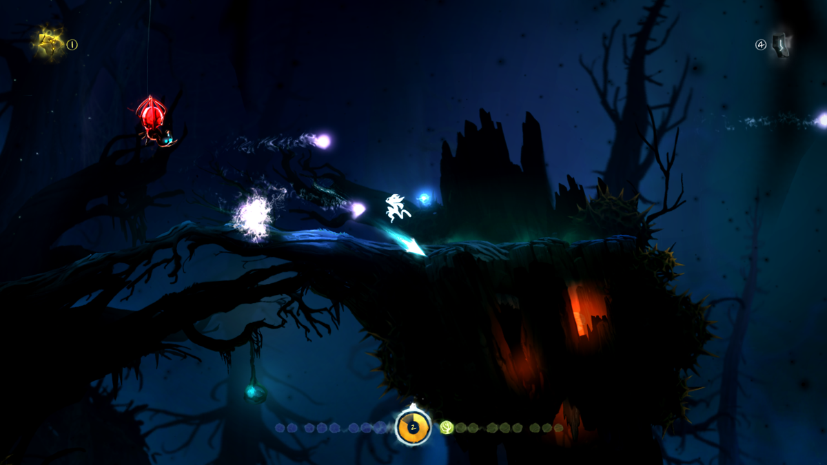 Ori and the Blind Forest: Definitive Edition (Windows) screenshot: Redirecting projectiles back to the spider