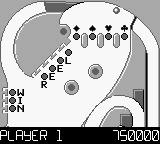 Pinball Mania (Game Boy) screenshot: Upper half of Jackpot